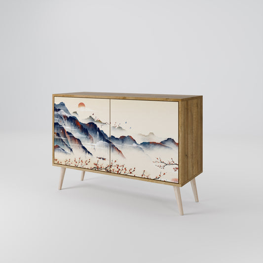 Credenza a 2 ante JAPANESE LANDSCAPE in effetto rovere