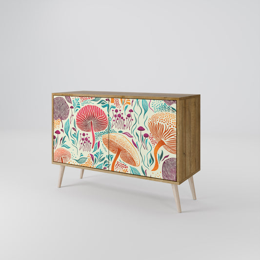 Credenza FUNGUS FANTASY a 2 ante in effetto rovere