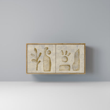Credenza a 2 ante SAND SCULPTURES in effetto rovere