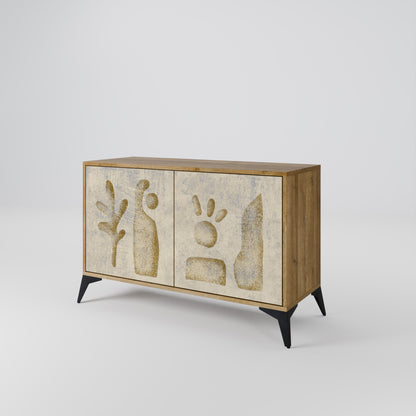 Credenza a 2 ante SAND SCULPTURES in effetto rovere