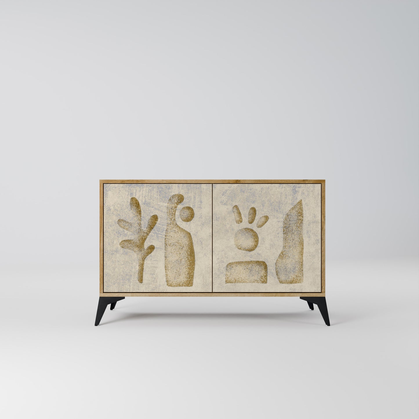 Credenza a 2 ante SAND SCULPTURES in effetto rovere