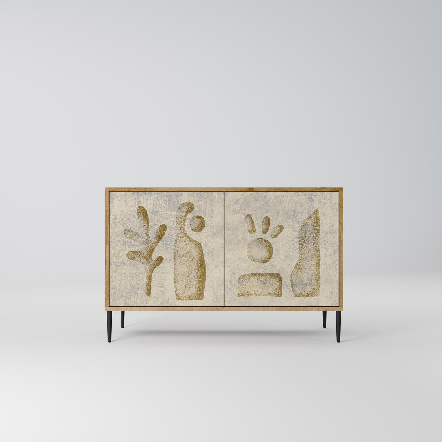 Credenza a 2 ante SAND SCULPTURES in effetto rovere
