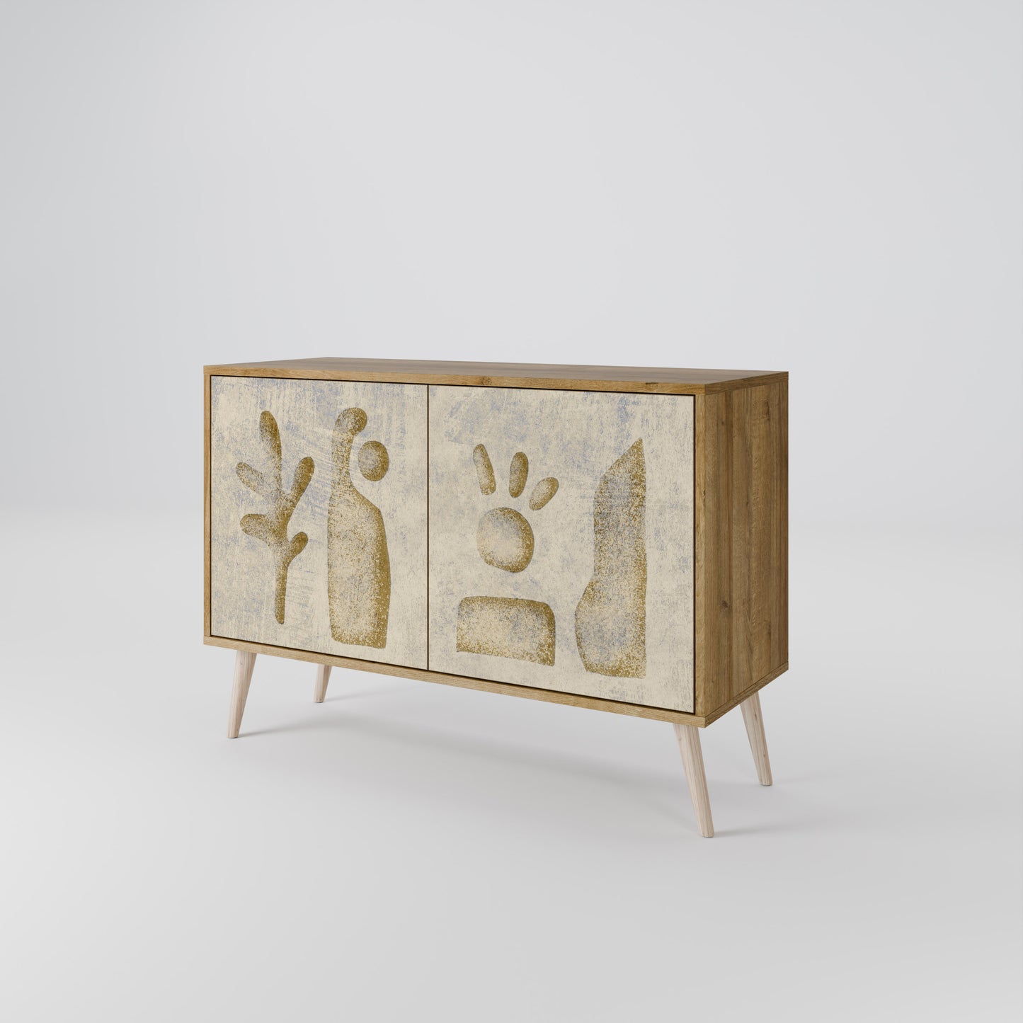Credenza a 2 ante SAND SCULPTURES in effetto rovere