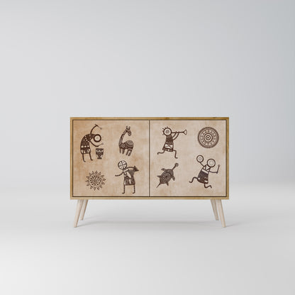 Credenza a 2 ante in stile africano effetto rovere