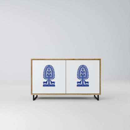Credenza a 2 ante in stile FOLK ART POLACCO, effetto rovere