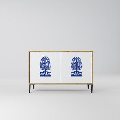 Credenza a 2 ante in stile FOLK ART POLACCO, effetto rovere
