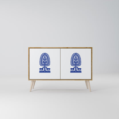Credenza a 2 ante in stile FOLK ART POLACCO, effetto rovere