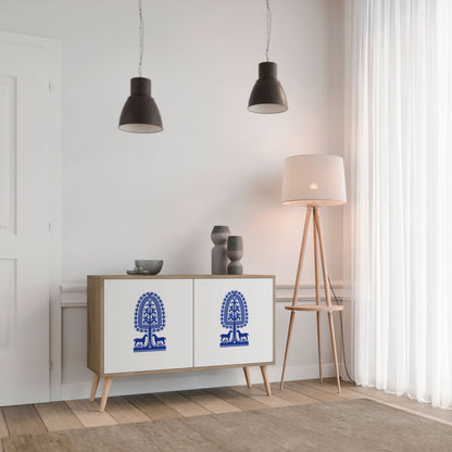Credenza a 2 ante in stile FOLK ART POLACCO, effetto rovere