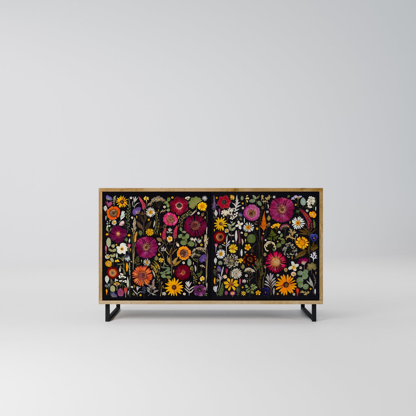 MIDNIGHT GARDEN Madia a 2 Ante in Effetto Rovere