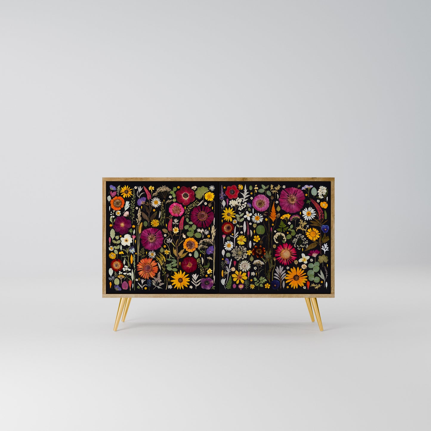 MIDNIGHT GARDEN Madia a 2 Ante in Effetto Rovere