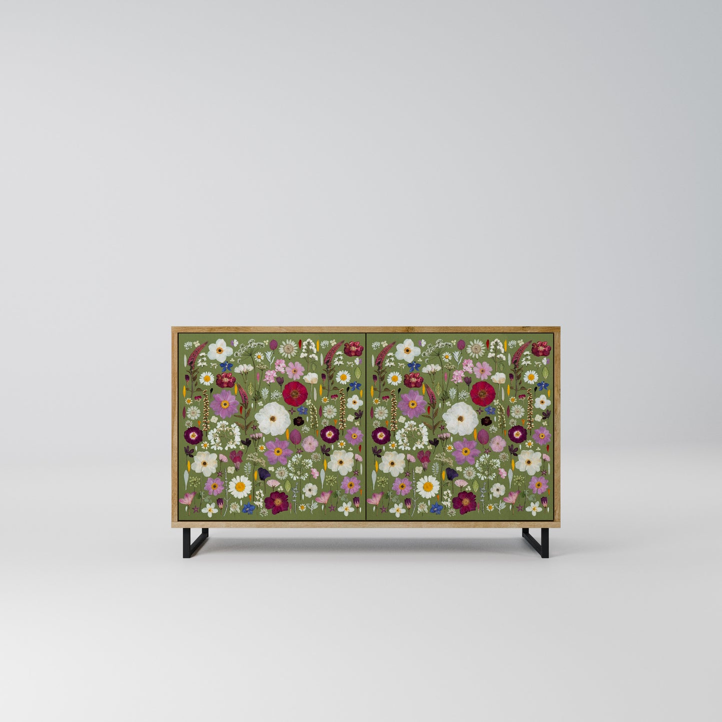 WILD GARDEN Madia a 2 Ante in Effetto Rovere