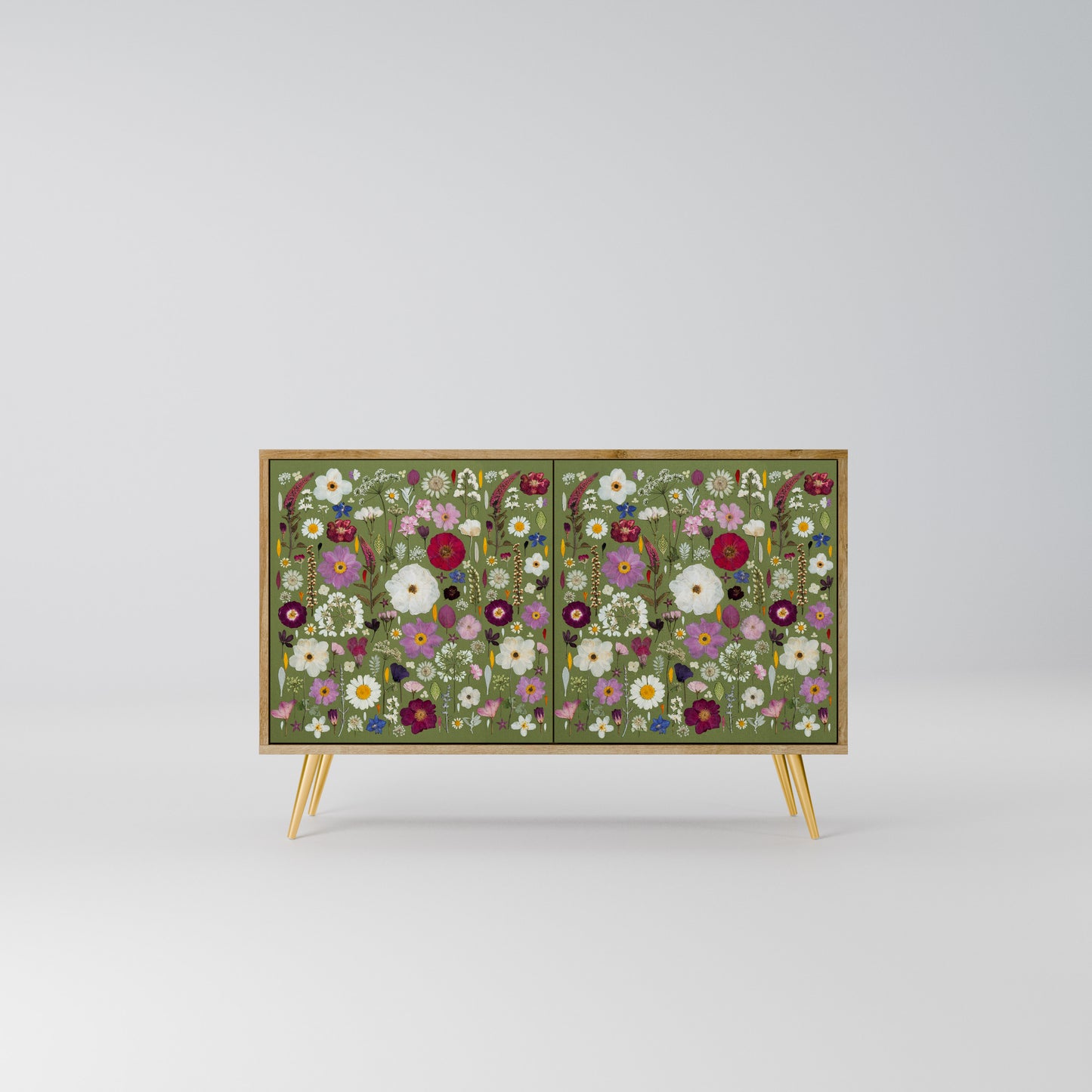 WILD GARDEN Madia a 2 Ante in Effetto Rovere