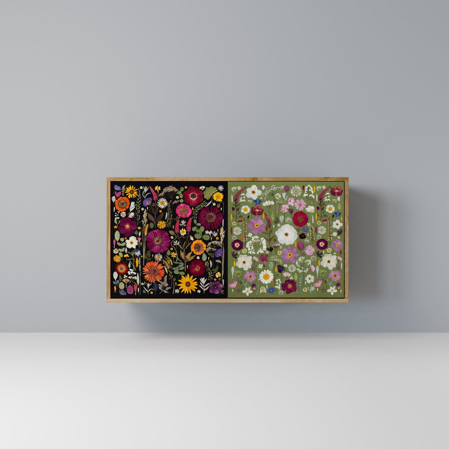 VERDANT GARDEN Madia a 2 Ante in Effetto Rovere