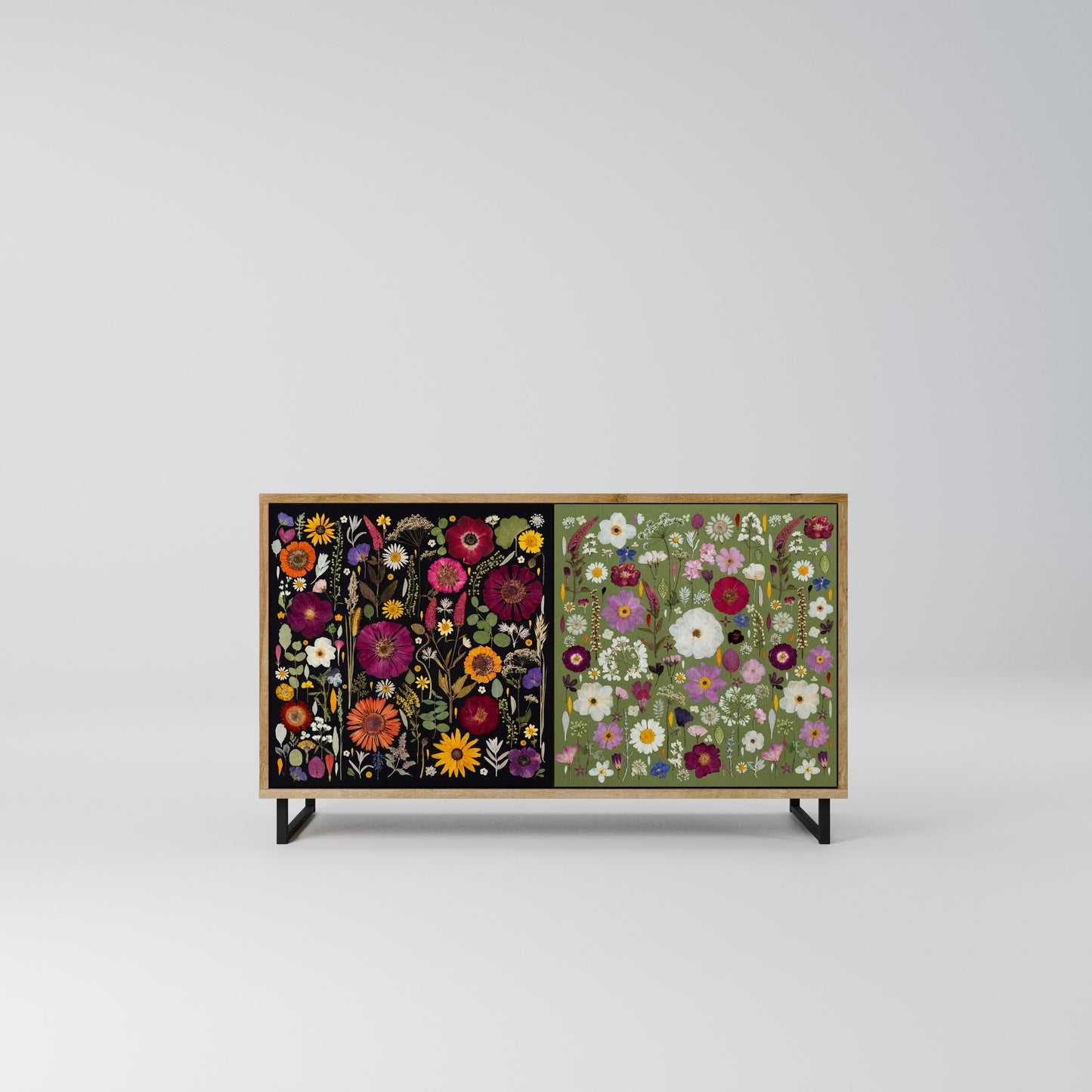 VERDANT GARDEN Madia a 2 Ante in Effetto Rovere