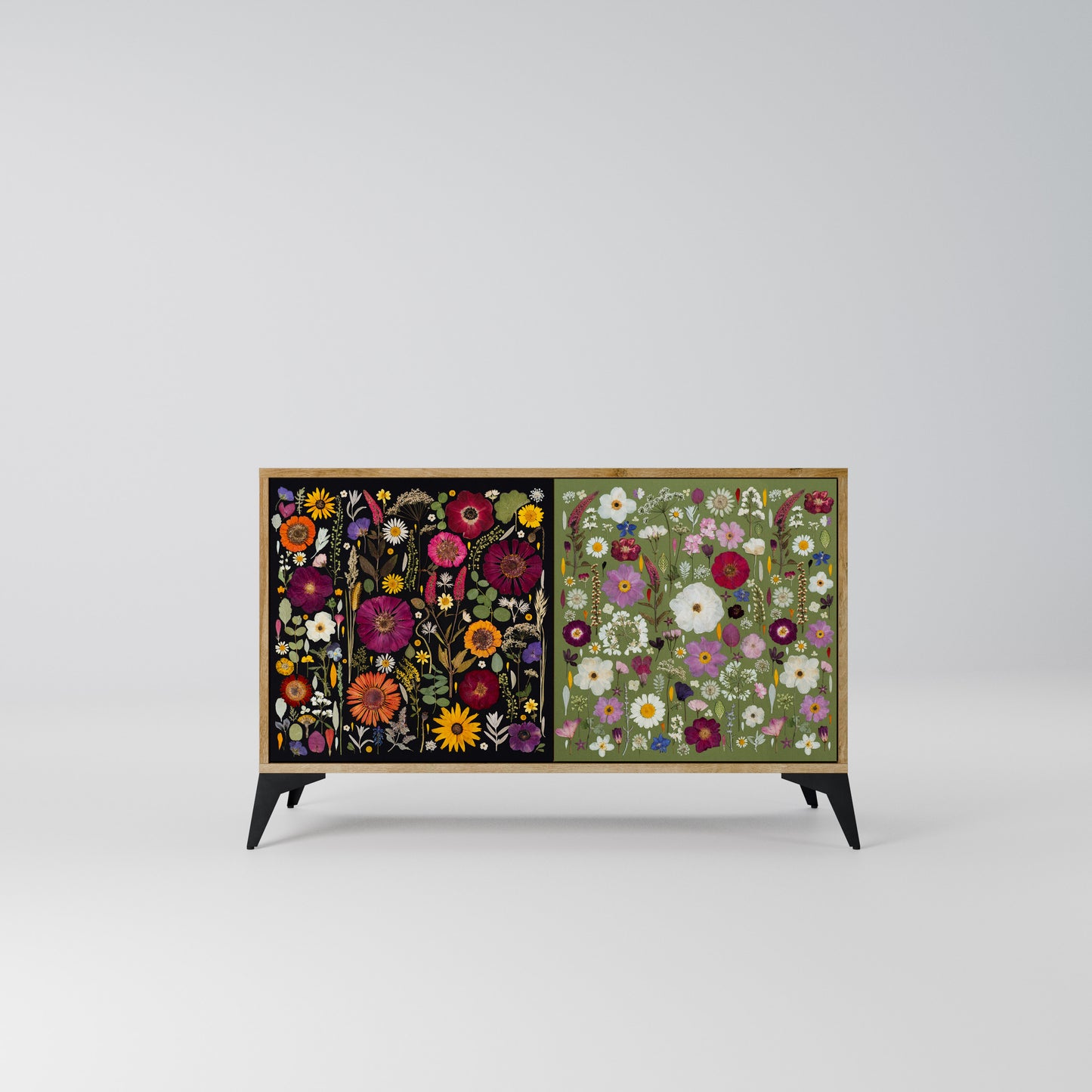 VERDANT GARDEN Madia a 2 Ante in Effetto Rovere