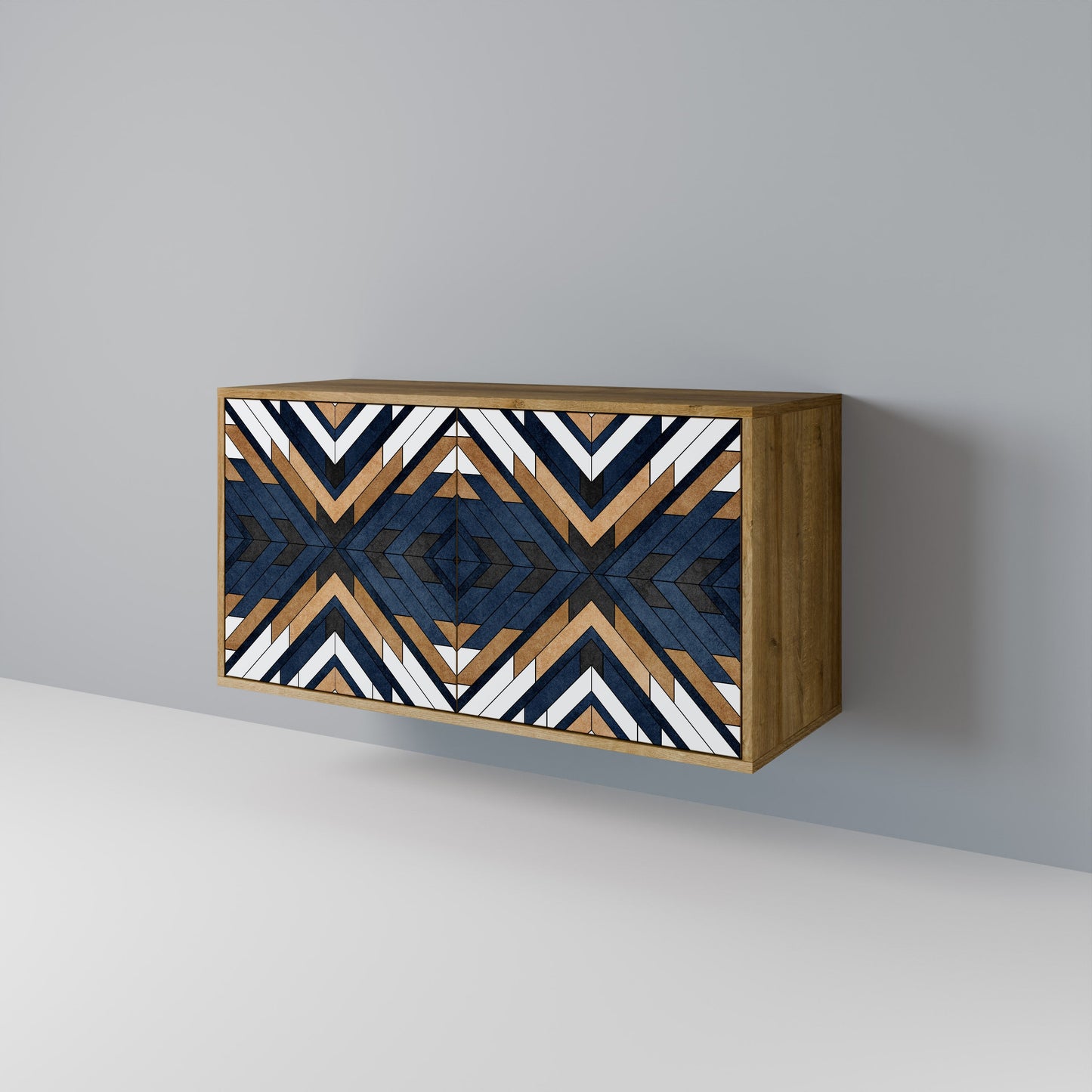 Credenza a 2 ante ARTFUL GEOMETRY in effetto rovere