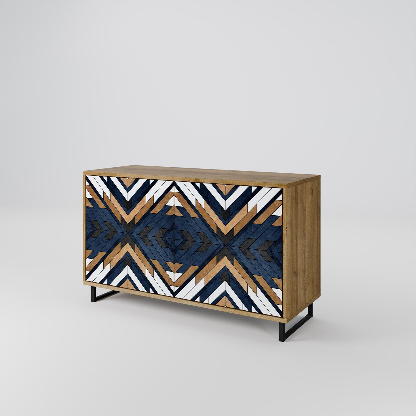 Credenza a 2 ante ARTFUL GEOMETRY in effetto rovere