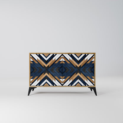 Credenza a 2 ante ARTFUL GEOMETRY in effetto rovere