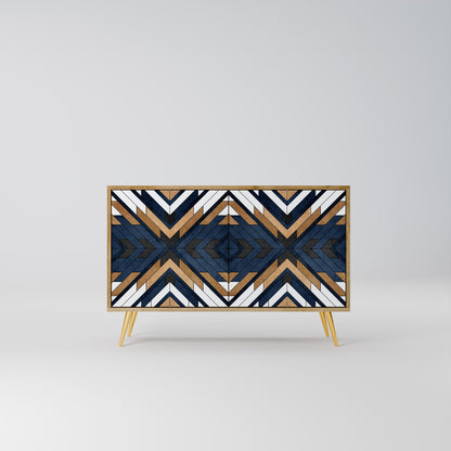 Credenza a 2 ante ARTFUL GEOMETRY in effetto rovere