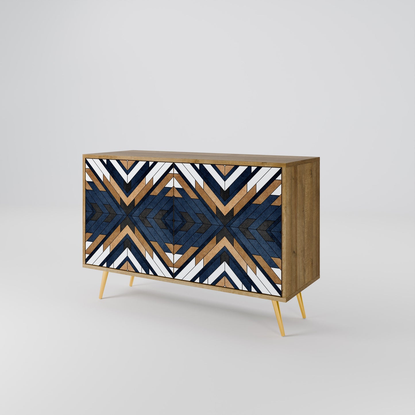 Credenza a 2 ante ARTFUL GEOMETRY in effetto rovere