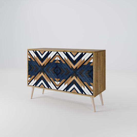 Credenza a 2 ante ARTFUL GEOMETRY in effetto rovere
