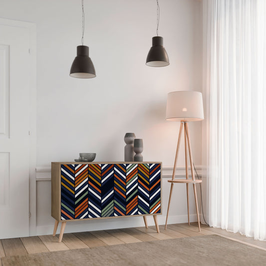 Credenza VIBRANT PATCHWORK a 2 ante in effetto rovere