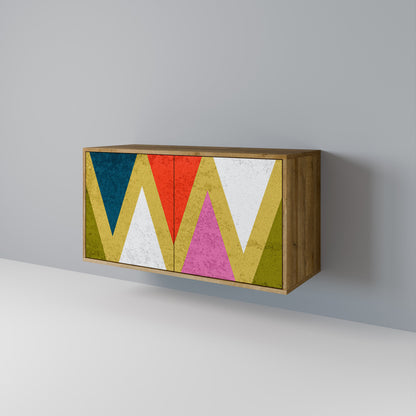 Credenza a 2 ante TRIANGOLI COLORATI effetto rovere