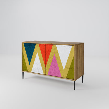 Credenza a 2 ante TRIANGOLI COLORATI effetto rovere
