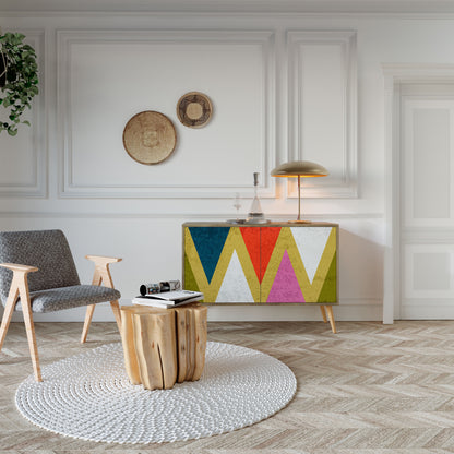 Credenza a 2 ante TRIANGOLI COLORATI effetto rovere