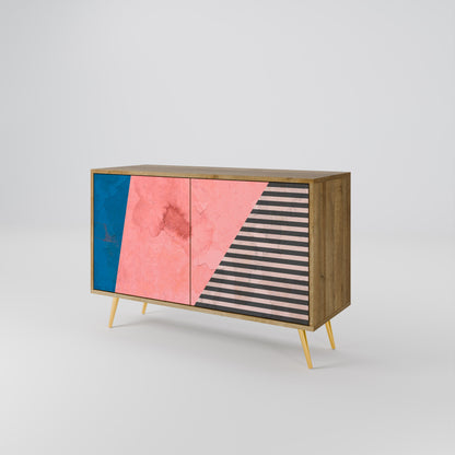 Credenza GLAMOROUS STRIPE a 2 ante in effetto rovere