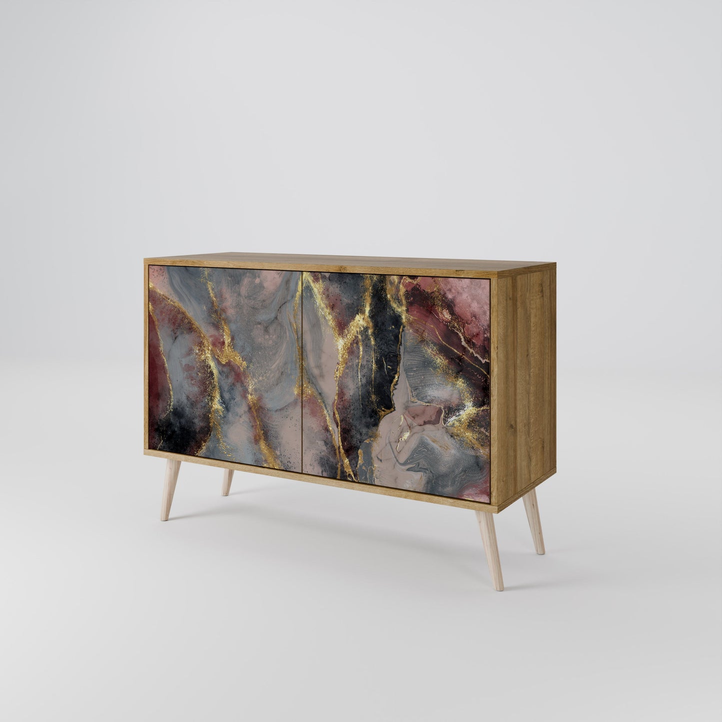 Credenza a 2 ante GOLDEN TIDES in effetto rovere