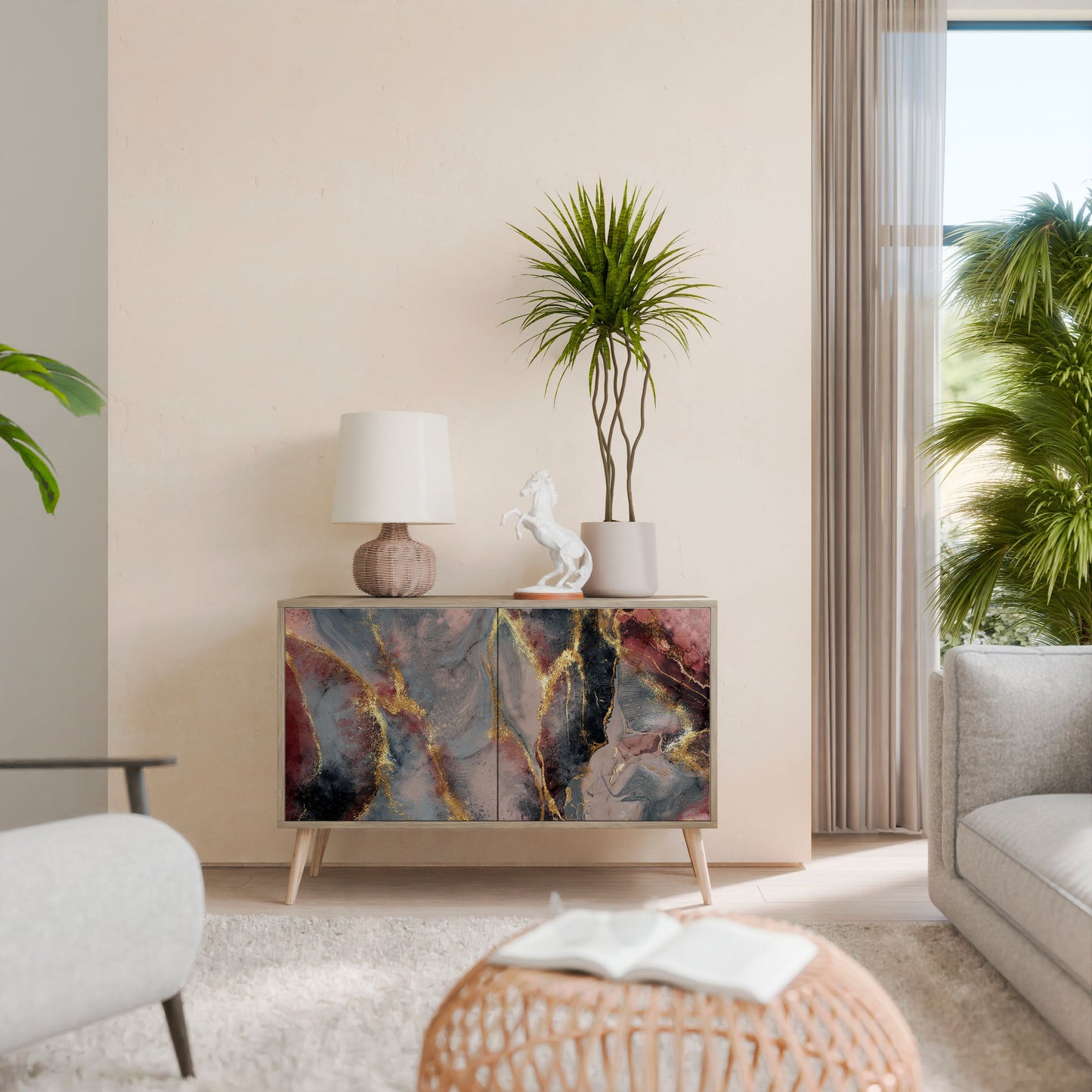 Credenza a 2 ante GOLDEN TIDES in effetto rovere