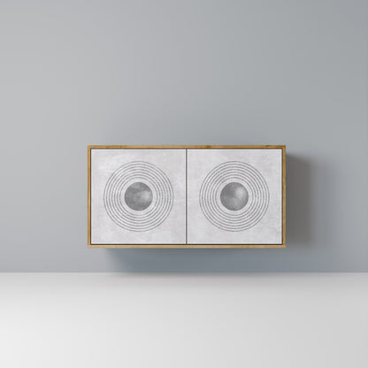 Credenza a 2 ante SOLID CIRCLES in effetto rovere