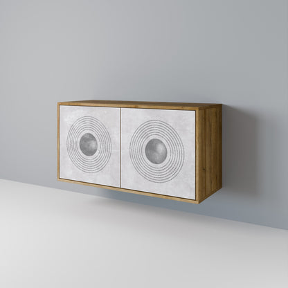 Credenza a 2 ante SOLID CIRCLES in effetto rovere