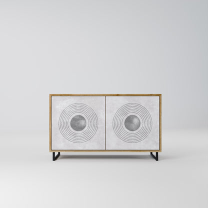 Credenza a 2 ante SOLID CIRCLES in effetto rovere