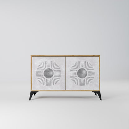 Credenza a 2 ante SOLID CIRCLES in effetto rovere