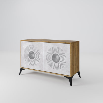 Credenza a 2 ante SOLID CIRCLES in effetto rovere