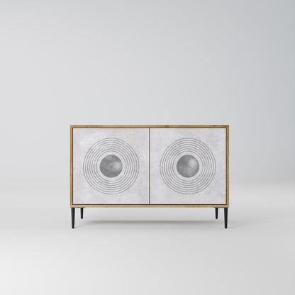 Credenza a 2 ante SOLID CIRCLES in effetto rovere