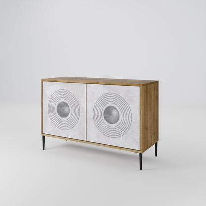 Credenza a 2 ante SOLID CIRCLES in effetto rovere