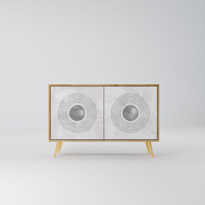 Credenza a 2 ante SOLID CIRCLES in effetto rovere