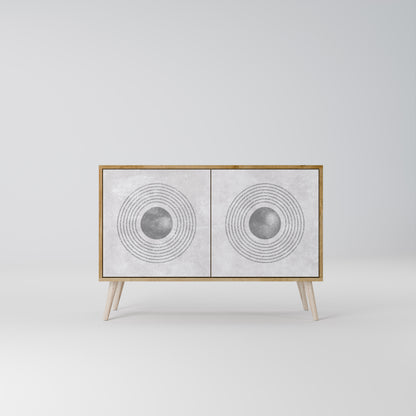 Credenza a 2 ante SOLID CIRCLES in effetto rovere