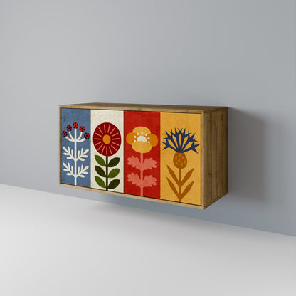 Credenza SCANDIC FLOWERET a 2 ante in effetto rovere