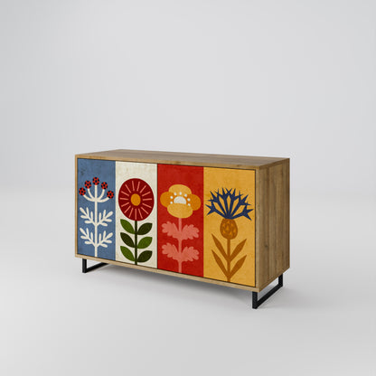 Credenza SCANDIC FLOWERET a 2 ante in effetto rovere