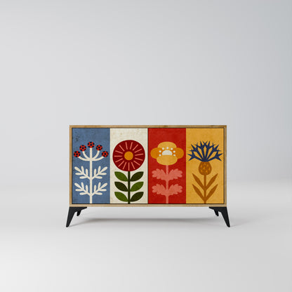 Credenza SCANDIC FLOWERET a 2 ante in effetto rovere