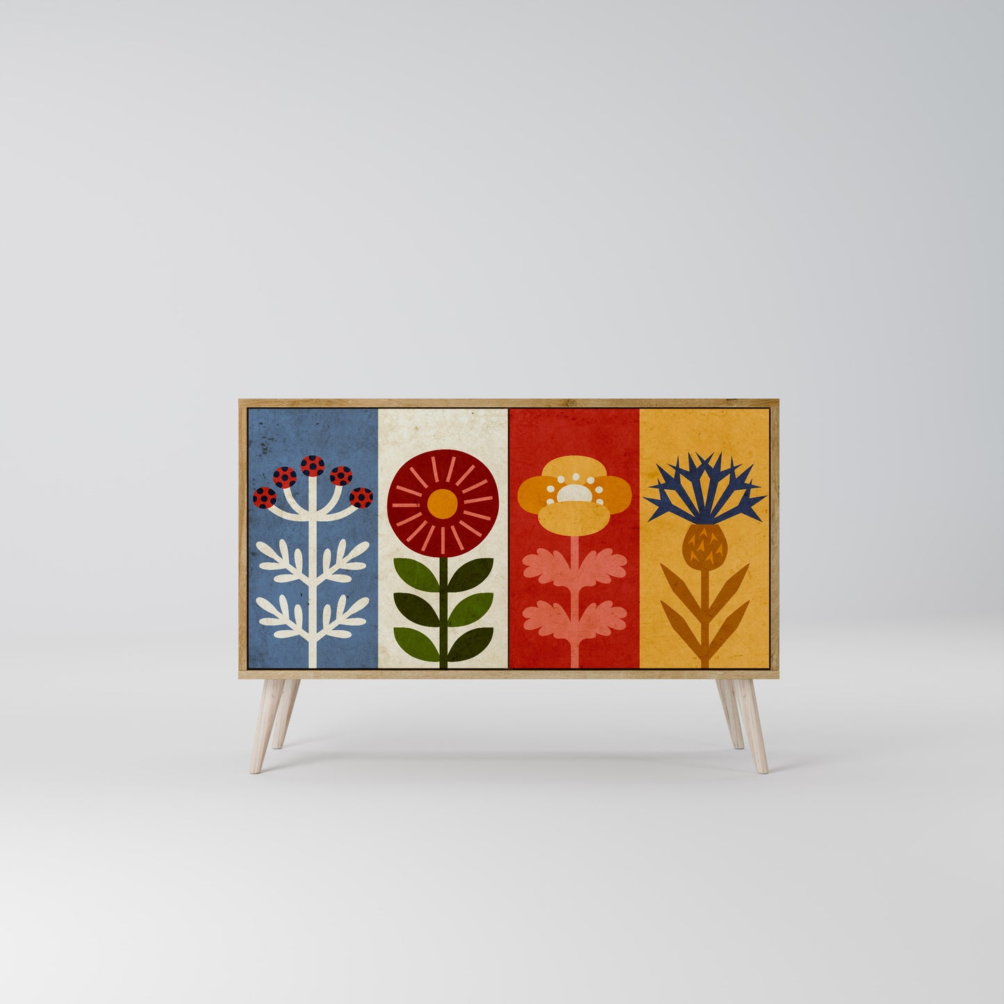 Credenza SCANDIC FLOWERET a 2 ante in effetto rovere