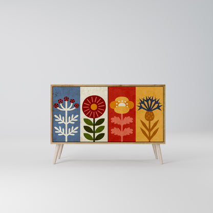Credenza SCANDIC FLOWERET a 2 ante in effetto rovere