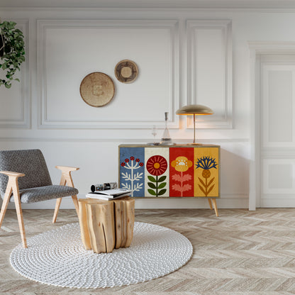 Credenza SCANDIC FLOWERET a 2 ante in effetto rovere