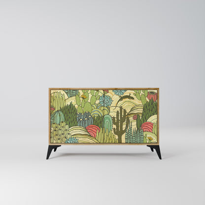Credenza SUCCULENTS KALEIDOSCOPE a 2 ante in effetto rovere