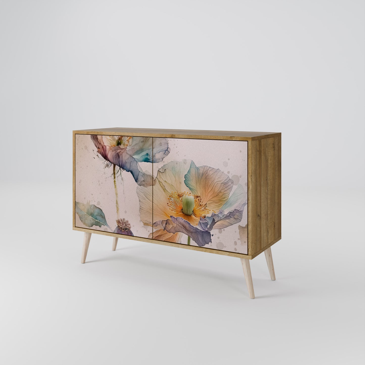 Credenza SOFTEN POPPY a 2 ante effetto rovere