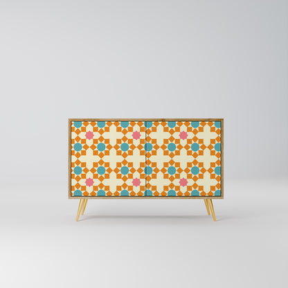 FLORAL DECOR 2-Door Sideboard in Oak Effect